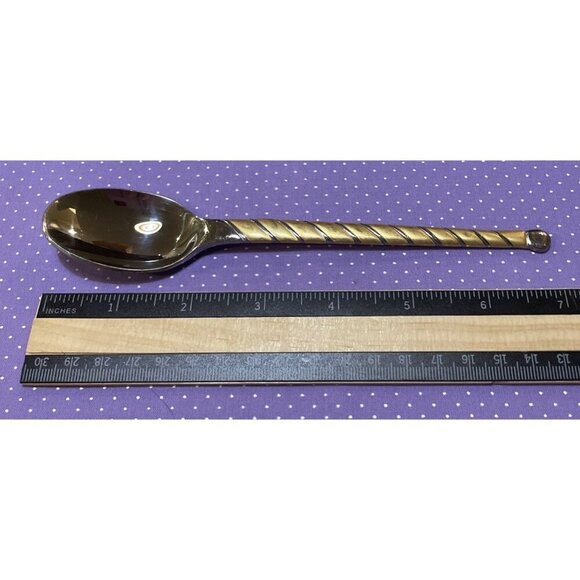 Cambridge Uptown Frosted Twist Ball Tip Stainless Gold Silver Teaspoons Set Of 4 - Picture 4 of 4